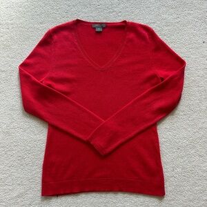 Ann Taylor Red V-Neck Cashmere Sweater